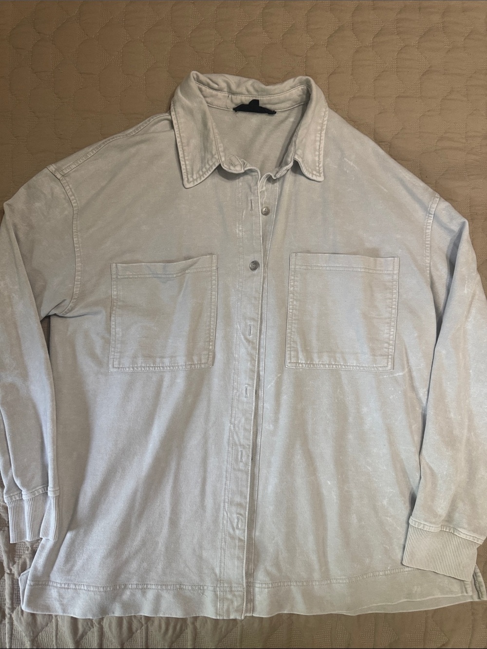 Jane & Delancey Women's Washed Light Gray Button-Down Shirt - Relaxed Fit XL